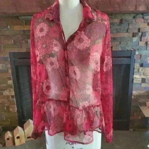 Floral print sheer top